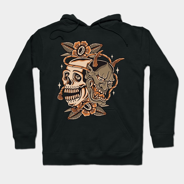 Hannya mask Hoodie by Abrom Rose